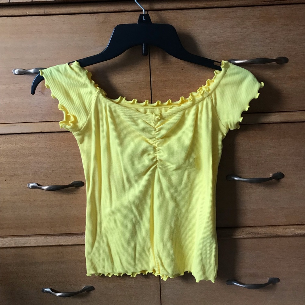 off the shoulder yellow top